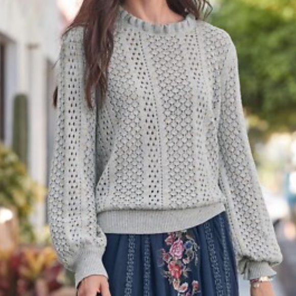 Sundance Tops - Sundance open knit ruffle neck top